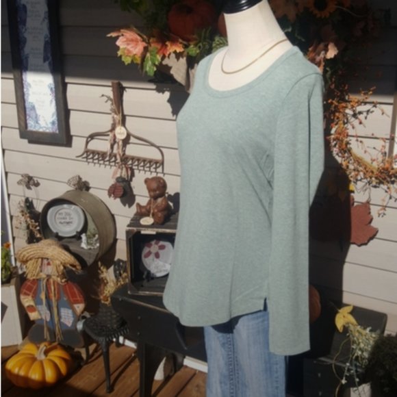 CYNTHIA ROWLEY ♡ Gorgeous Minty Green|Blueish Extremely SOFT Long Sleeve Top L - Picture 5 of 15